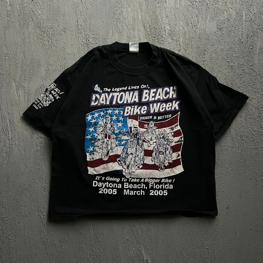 Vintage Daytona Beach Bike Week Shirt XL Black 2000s Y2K Biker Chopper